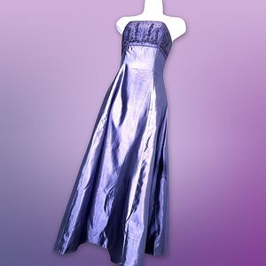Purple Strapless Prom Dress